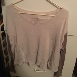 Free people cream brown sweater XS